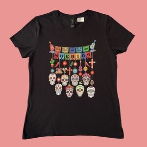 Gildan Softstyle Dia De Los Muertos Sugar Skull Graphic T-Shirt Black Small